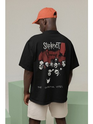 Sevbano Slipknot The Subliminal Verses Baskılı Unisex Oversize Rock Metal Müzik Grubu Tişört