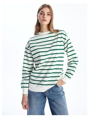 Lcw Comfort  Çizgili Bisiklet Yaka Çizgili Kadın Sweatshirt