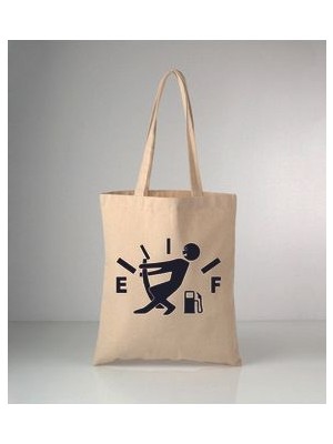 Araç Yakıt Ibresi Baskılı Ham Bez Omuz Çantası