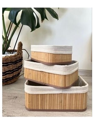 3’lü Bambu Dekoratif Sepet