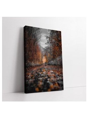 Sonbahar Yaprakları ve Kızıl Ağaçlar Kanvas Tablo