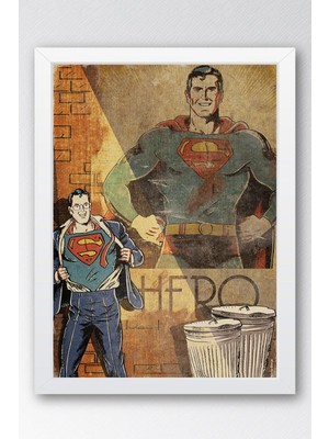 Superman Çerçeveli Tablo - Eski Nostalji Film Posteri Tablo