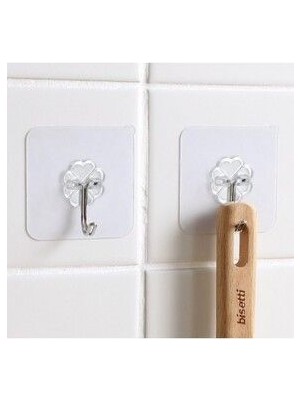 1 Adet  6x6 cm Kendinden Yapışkanlı Şeffaf Askı Banyo Mutfak Dolap Askısı