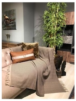 Luwino Home Koltuk Örtüsü , Tv Şalı , Throw ,Yatak Örtüsü , Çok Amaçlı Örtü , Kahveye Bej Renk 180x200 cm