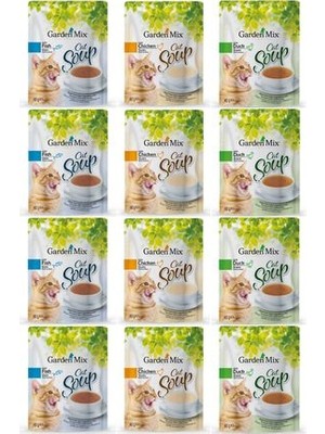 Garden Mix Karışık Kedi Çorbası 40gr - 12 Adet Lezzetli ve Besleyici Kedi Ödülü
