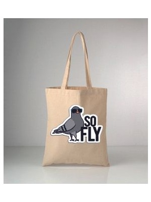 Hayvanlarımız Güvercin Baskılı Ham Bez Omuz Çantası 35X40 cm