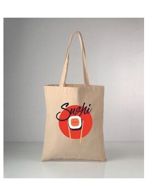 Sushi Baskılı Ham Bez 35X40 Omuz Çantası