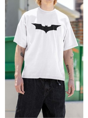 Sevbano Batman Logo Baskılı Unisex Oversize Tişört