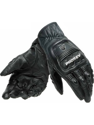 Motosiklet Eldiveni Carbon Titanium Full Koruma Deri Motorcu Eldiven Siyah