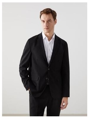 LC Waikiki Lcwaıkıkı Erkek Blazer Ceket Uzun Kol Siyah Dokuma Malzeme ile Standart Kalıp Düz Desen