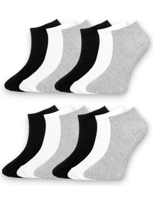 12'li Erkek Karışık Renk Pamuklu Kaliteli Patik Çorap