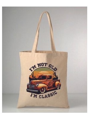 Arabalar Serisi-5 Baskılı 35X40 cm Ham Bez Omuz Çantası