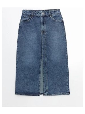 Lcwaıkıkı Classic Indigo Dar Fit Kadın Jean Etek