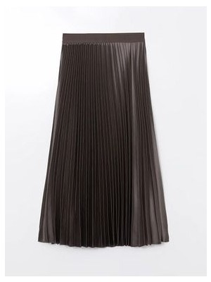 Lcwaıkıkı Classic Bej Beli Lastikli Şifon Kadın Pileli Etek