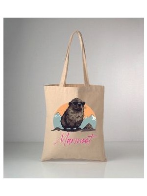 Hayvanlarımız Dağ Sıçanı Baskılı Ham Bez Omuz Çantası 35X40 cm