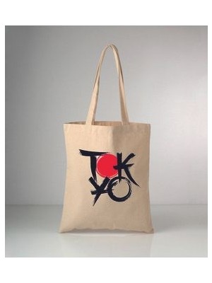 Tokyo Baskılı Ham Bez Omuz Çantası