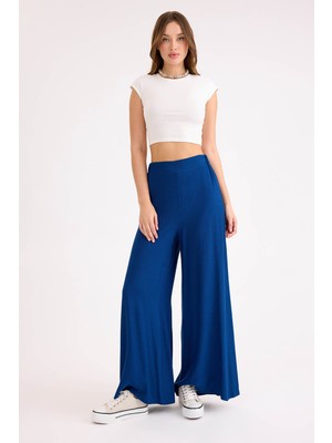 Arkası Lastikli Viskon Keten Salaş Pantolon
