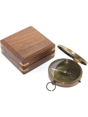 Dervis'İN Ahşap Kutulu Pirinç Pusula Model 8