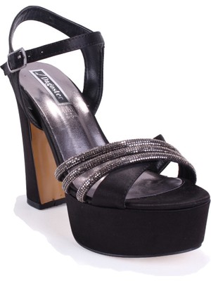 Dagoster DZA07-337351 Siyah Saten Platform Topuklu  Kadın Ayakkabı