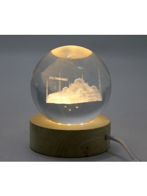 Dervis'İN 3D İstanbul Temalı Kristal Cam Küre Led Lamba Model 1