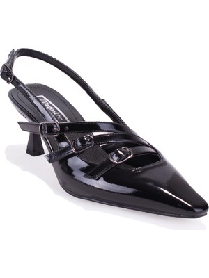 Dagoster DZA07-725491 Siyah Rugan Klasik Topuklu Kadın Ayakkabı