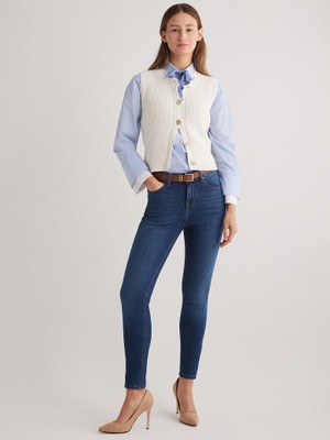 JUST UNIQUE DENIM J.U.D Miranda 102 Normal Bel Koyu Mavi Skinny Jeans Kadın