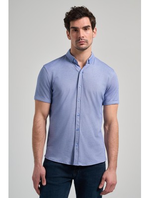 İmza Saks Uzun Kol Düz Örme Düğmeli Yaka Cepsiz Pamuklu Classic Slim Fit Gömlek 1004250152_305