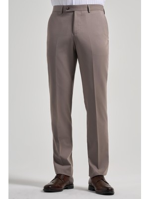 İmza Kahverengi Esnek Yandan Cepli Comfort Fit Classic Pantolon 1003250159