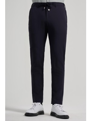 İmza Koyu Lacivert Esnek Yandan Cepli Casual Slim Fit Jogger Pantolon 1003250118