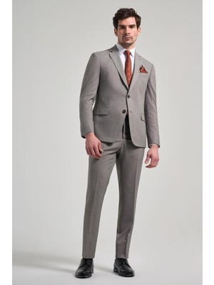 İmza Kendinden Desenli Bez Ayağı Mono Yaka Tam Astar Esnek 6 Drop Slim Fit Takım Elbise 1001250168