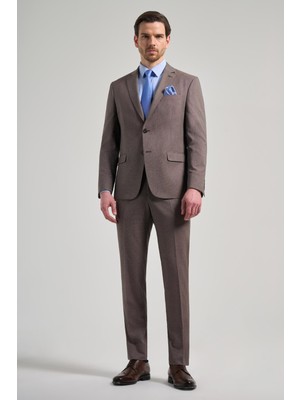 İmza Kendinden Desenli Bez Ayağı Mono Yaka Tam Astar Esnek 6 Drop Slim Fit Takım Elbise 1001250168