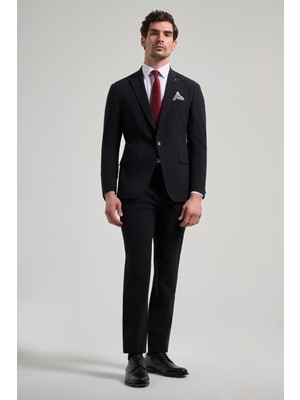 İmza Düz Gabardin Mono Yaka Tam Astar Beli Lastikli Esnek 6 Drop Slim Fit Takım Elbise 1001250155