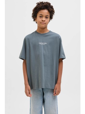 Jack & Jones Jorvesterbro Tee Ss Crew Mavi Erkek Çocuk Kısa Kol T-Shirt