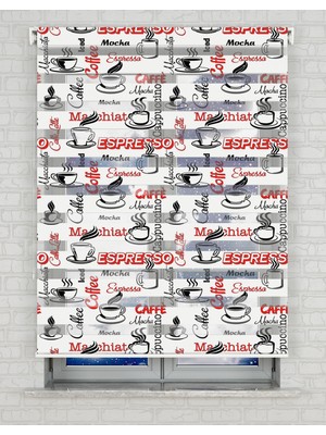 AD Home Nescafe Siyah Kırmızı Baskılı Zebra Perde - Gece Gündüz - Mutfak Perdesi | Kokusuz Mürekkeple Basılmış  Zebra Perdeler ile Sende Tarzını Yansıt! | 1 Dakikada Pratik Montaj