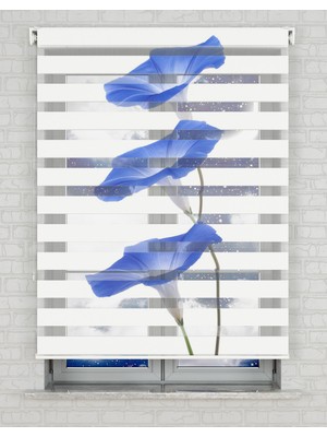 AD Home Mavi 3 Çiçek Baskılı Zebra Perde - Gece Gündüz Kullanıma Uygundur - Mutfak Perdesi | Kokusuz Mürekkeple Basılmış  Zebra Perdeler ile Sende Tarzını Yansıt! | 1 Dakikada Pratik Montaj