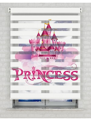 AD Home Prensesin Şatosu Baskılı Zebra Perde - Gece Gündüz - Kız Çocuk Odası Perdesi | Kokusuz Mürekkeple Basılmış  Zebra Perdeler ile Sende Tarzını Yansıt! | 1 Dakikada Pratik Montaj