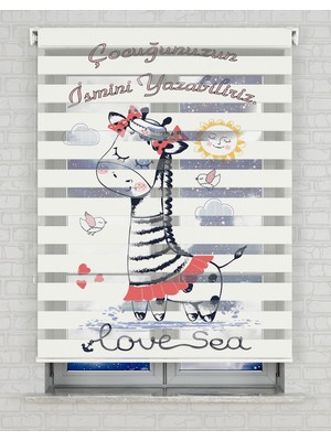 AD Home Zürafa Çocuk Isimli Baskılı Zebra Perde - Gece Gündüz - Bebek Odası Perdesi | Kokusuz Mürekkeple Basılmış  Zebra Perdeler ile Sende Tarzını Yansıt! | 1 Dakikada Pratik Montaj