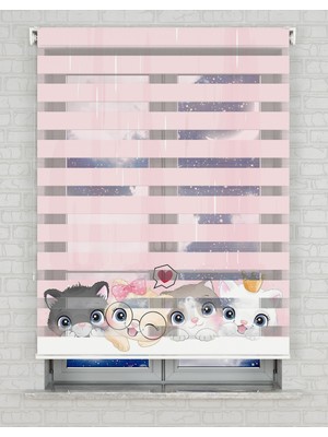 AD Home Sevimli Yavru Kediler Baskılı Zebra Perde - Gece Gündüz - Çocuk Odası Perdesi | Kokusuz Mürekkeple Basılmış  Zebra Perdeler ile Sende Tarzını Yansıt! | 1 Dakikada Pratik Montaj