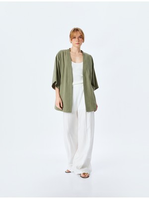 Koton Gizli Cepli Viskon 3/4 Kol Oversize Kimono