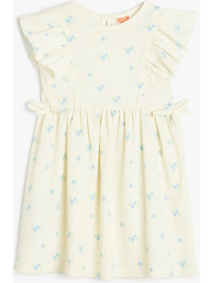 Koton Fırfır Detaylı Kısa Kollu Çiçekli Elbise A Form Diz Boyu Kız Çocuk İçin Yaz Stili