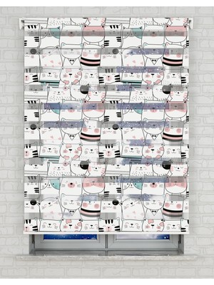 AD Home Kedicikler Baskılı Zebra Perde - Gece Gündüz Kullanıma Uygundur - Bebek Odası Perdesi | Kokusuz Mürekkeple Basılmış  Zebra Perdeler ile Sende Tarzını Yansıt! | 1 Dakikada Pratik Montaj