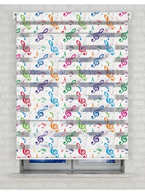 AD Home Müzik Notaları Baskılı Zebra Perde - Gece Gündüz - Kız Çocuk Odası Perdesi | Kokusuz Mürekkeple Basılmış  Zebra Perdeler ile Sende Tarzını Yansıt! | 1 Dakikada Pratik Montaj