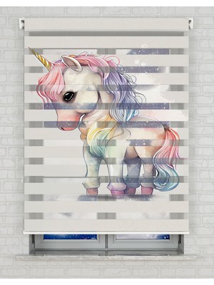 AD Home Unicorn At Baskılı Zebra Perde - Gece Gündüz Kullanıma Uygundur - Kız Çocuk Odası Perdesi | Kokusuz Mürekkeple Basılmış  Zebra Perdeler ile Sende Tarzını Yansıt! | 1 Dakikada Pratik Montaj