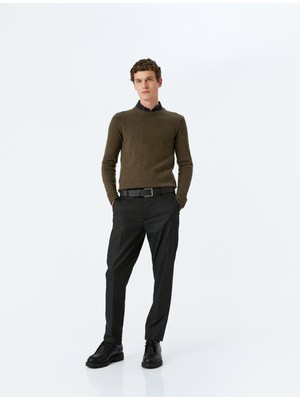 Koton Triko Kazak Basic Bisiklet Yaka Viskon Yün Karışımlı