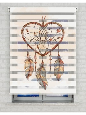 AD Home Kolye ve Yaprak Baskılı Zebra Perde - Gece Gündüz Kullanıma Uygundur - Salon Perdesi | Kokusuz Mürekkeple Basılmış  Zebra Perdeler ile Sende Tarzını Yansıt! | 1 Dakikada Pratik Montaj