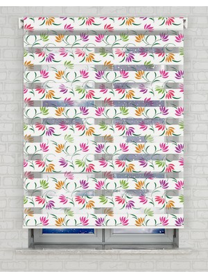 AD Home Çiçekler Vektör Baskılı Zebra Perde - Gece Gündüz Kullanıma Uygundur - Mutfak Perdesi | Kokusuz Mürekkeple Basılmış  Zebra Perdeler ile Sende Tarzını Yansıt! | 1 Dakikada Pratik Montaj