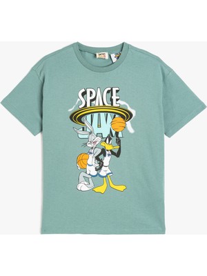 Koton Lisanslı Space Jam Baskılı Bisiklet Yaka Kısa Kollu Pamuklu Tişört