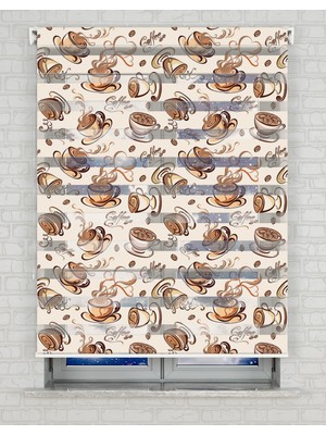 AD Home Fincan Coffee Baskılı Zebra Perde - Gece Gündüz Kullanıma Uygundur - Mutfak Perdesi | Kokusuz Mürekkeple Basılmış  Zebra Perdeler ile Sende Tarzını Yansıt! | 1 Dakikada Pratik Montaj