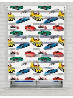 AD Home Spor Arabalar Baskılı Zebra Perde - Gece Gündüz - Erkek Çocuk Odası Perdesi | Kokusuz Mürekkeple Basılmış  Zebra Perdeler ile Sende Tarzını Yansıt! | 1 Dakikada Pratik Montaj