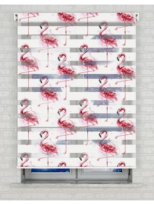 AD Home Flamingo Baskılı Zebra Perde - Gece Gündüz Kullanıma Uygundur - Mutfak Perdesi | Kokusuz Mürekkeple Basılmış  Zebra Perdeler ile Sende Tarzını Yansıt! | 1 Dakikada Pratik Montaj